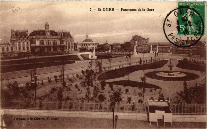 Carte postale ancienne Saint-Omer Panorama de la Gare à Saint-Omer