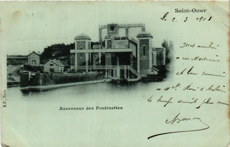 Carte postale ancienne Saint-Omer Ascenseur des Fontinettes à Saint-Omer
