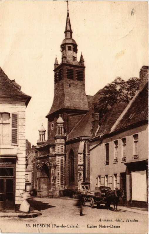 Carte postale ancienne Hesdin Eglise Notre-Dame à Hesdin