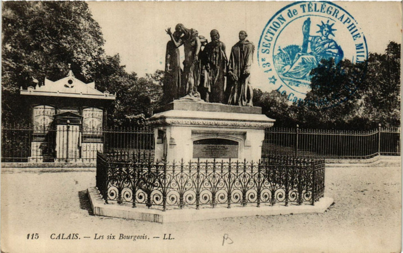 Carte postale ancienne Ed. Ll Calais Les Six Bourgeois à Calais