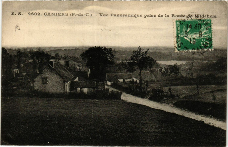 Carte postale ancienne Camiers Vue panoramique prise de l Route de Widehem à Camiers