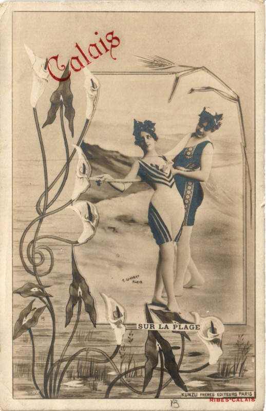 Carte postale ancienne Calais sur la Plage à Calais