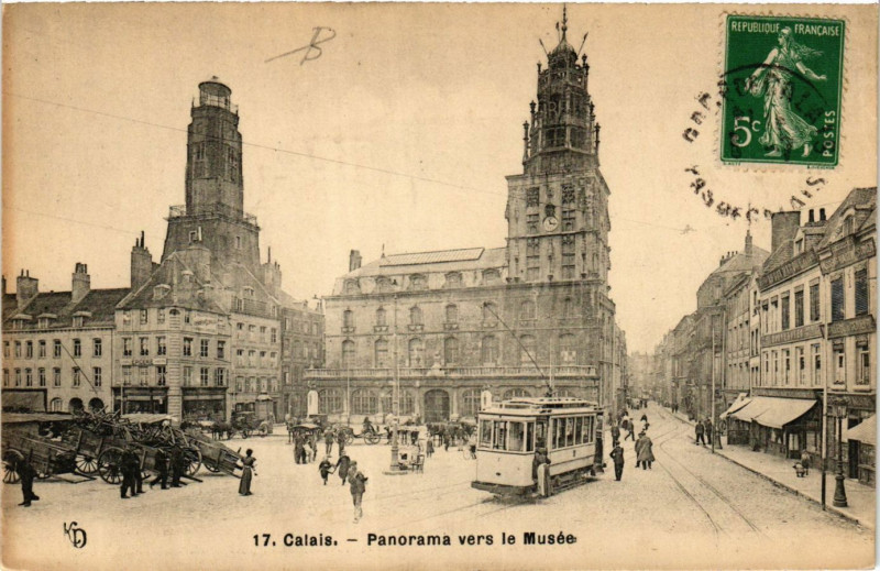 Carte postale ancienne Calais Panorama vers le Musee à Calais