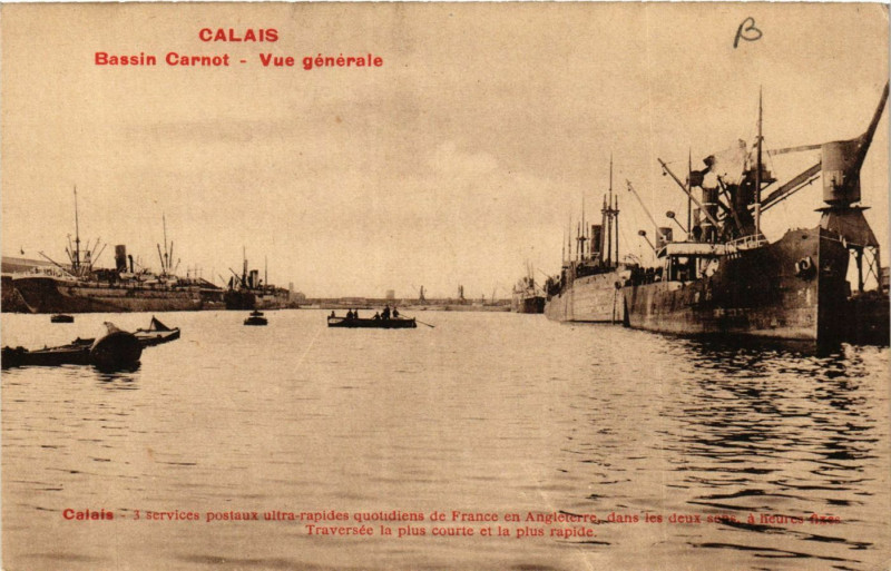 Carte postale ancienne Calais Bassin Carnot vue générale à Calais