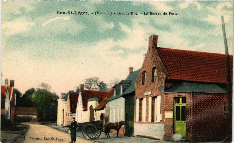 Carte postale ancienne Sus-Saint-Leger Grande Rue - Le Bureau de Poste à Sus-Saint-Léger
