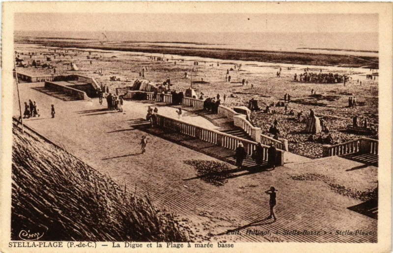 Carte postale ancienne Stella-Plage La Digue et la Plage a maree basse