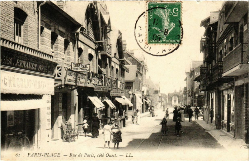 Carte postale ancienne Paris-Plage Rue de Paris cote Ouest