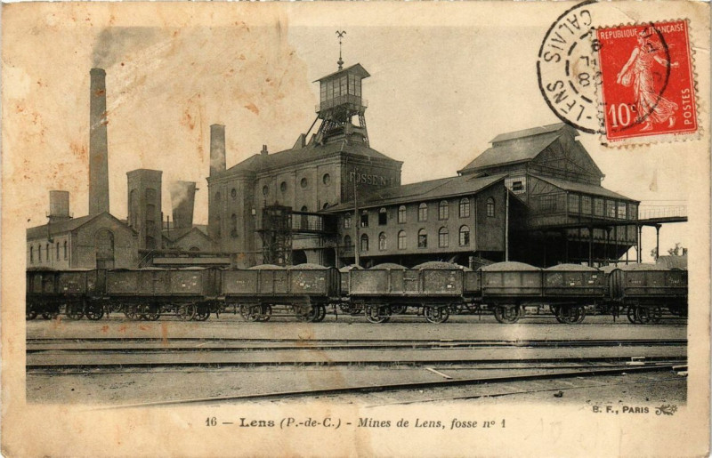 Carte postale ancienne Lens Mines de Lens Fosse no 1 à Lens