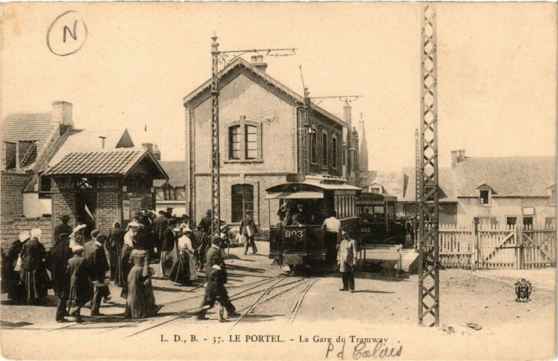 Carte postale ancienne Le Portel La Gare du Tramway au Portel