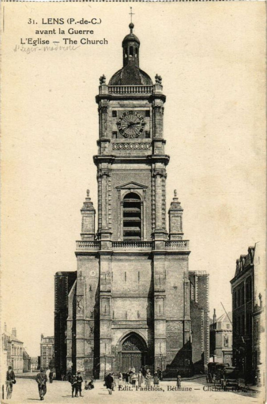 Carte postale ancienne Lens - avant la Guerre-L'Eglise à Lens