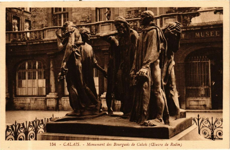 Carte postale ancienne Calais - Monument des Bourgeois de Calais à Calais