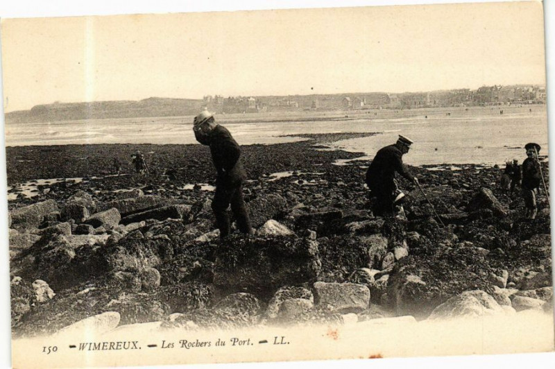 Carte postale ancienne Wimereux - Les Rochers du Port à Wimereux