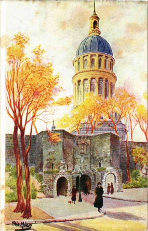 Carte postale ancienne Porte de Calais et la Cathédrale à Calais