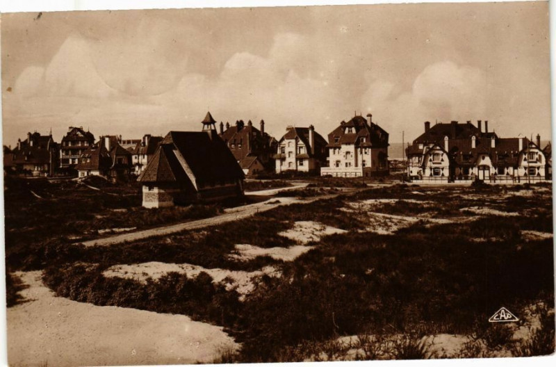 Carte postale ancienne Hardelot - Plage - Eglise et Panorama