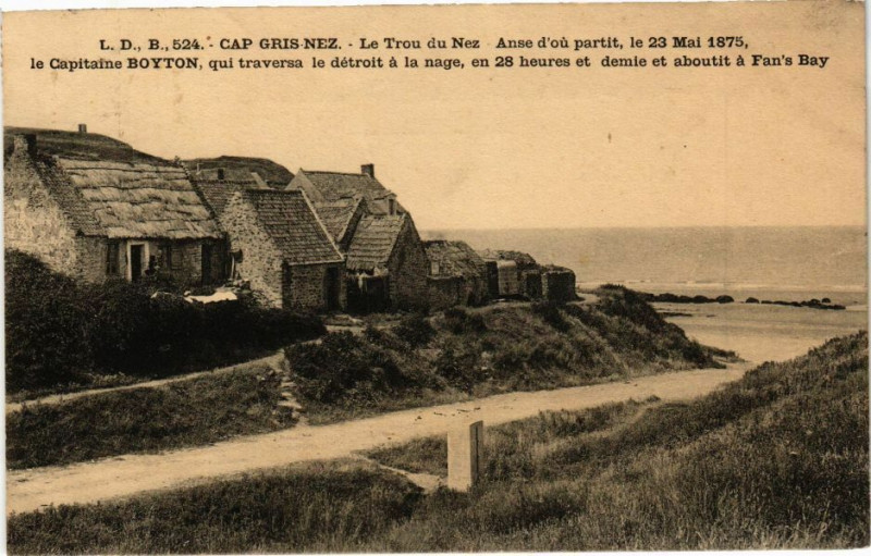 Carte postale ancienne Cap Gris-Nez - Le Trou du Nez Anse d'ou partit le Capitaine Boyton à Audinghen