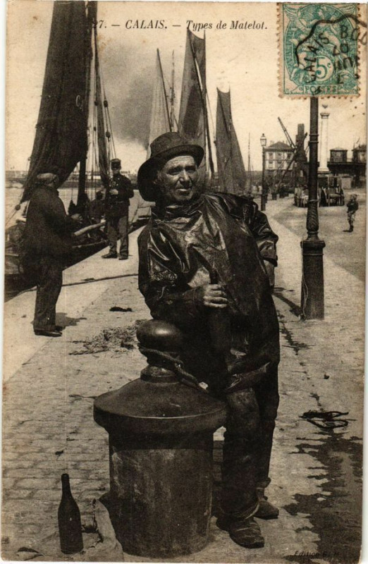 Carte postale ancienne Calais - Types de Matelot à Calais