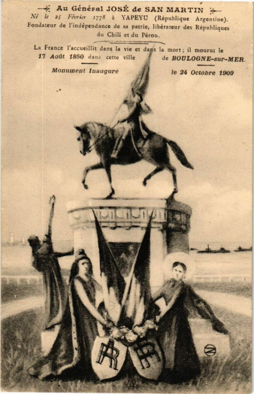 Carte postale ancienne Boulogne-sur-Mer - Au Général José de San Martin à Boulogne-sur-Mer