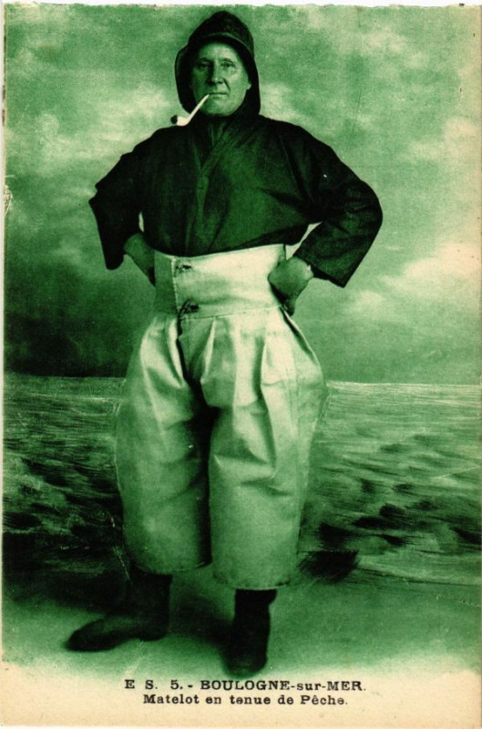 Carte postale ancienne Boulogne-sur-Mer - Matelot en tenue de Péche à Boulogne-sur-Mer