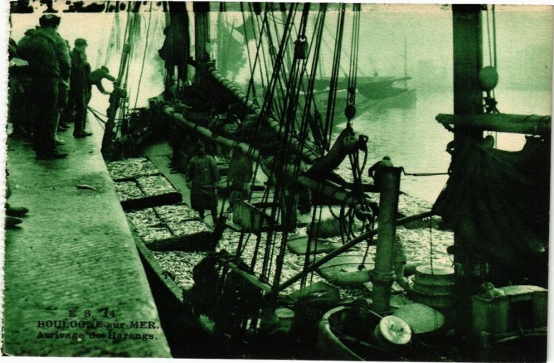 Carte postale ancienne Boulogne-sur-Mer - Arrivage de Harengs à Boulogne-sur-Mer