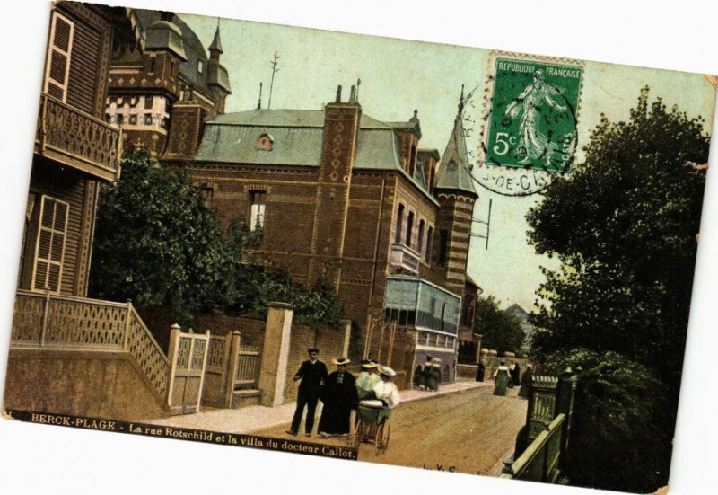 Carte postale ancienne Ed. Aqua 1 Berck-Plage La rue Rotschild la villa du docteur Callot à Berck