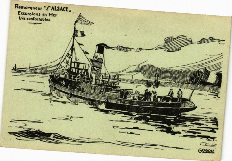 Carte postale ancienne Remorquer l alsace