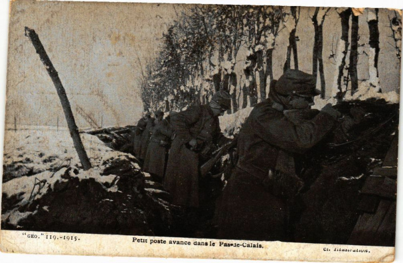 Carte postale ancienne Petit poste avance dans le pas le Calais à Calais