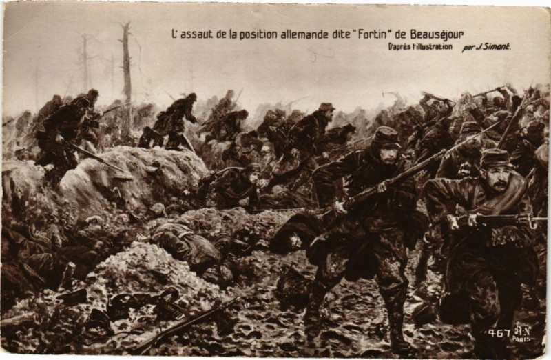 Carte postale ancienne L'Assault de la position allemande dite