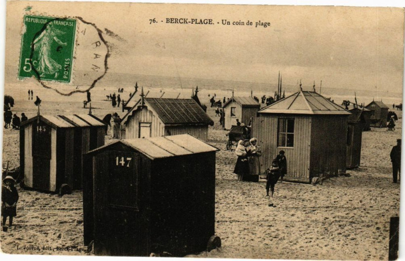 Carte postale ancienne Berck-Plage - Un coin de plage à Berck