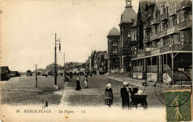 Carte postale ancienne Berck-Plage - La Digue à Berck
