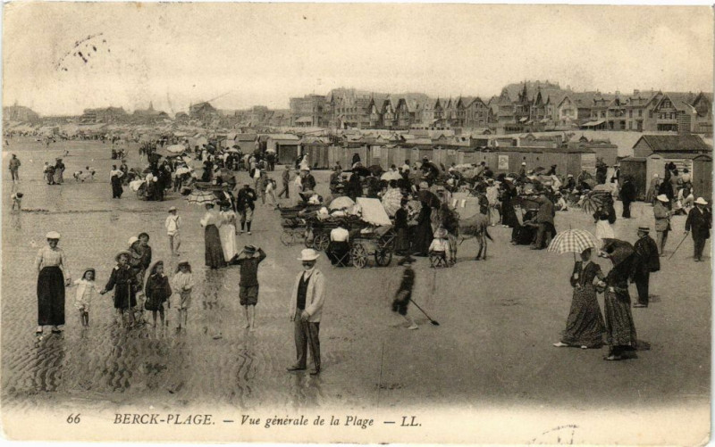 Carte postale ancienne Berck-Plage - Vue générale de la plage à Berck