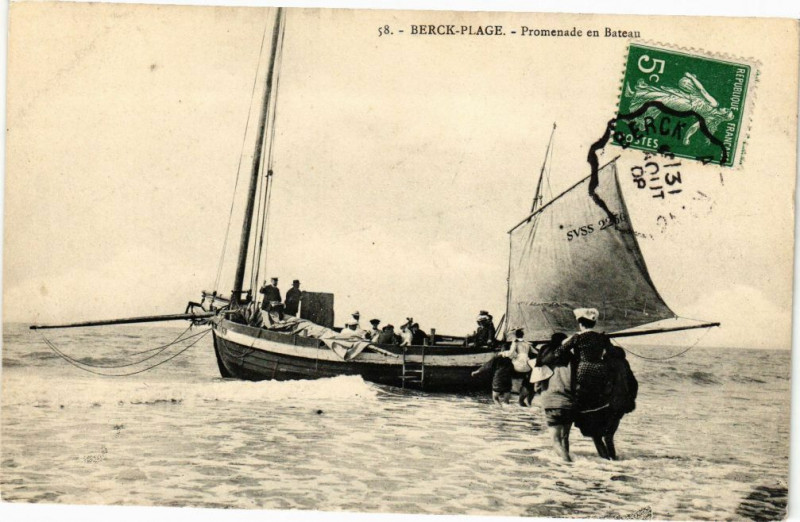 Carte postale ancienne Berck-Plage - Promenade en bateau à Berck