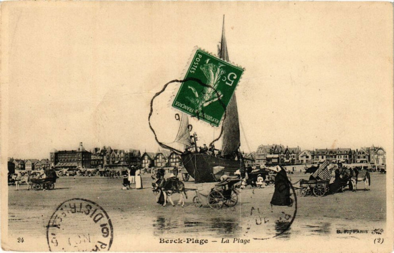 Carte postale ancienne Berck-Plage - La plage à Berck