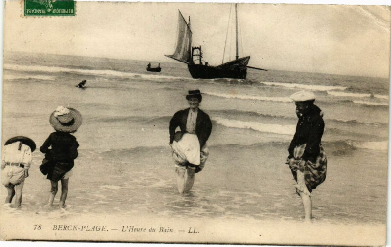 Carte postale ancienne Berck-Plage - L'heure du bain à Berck