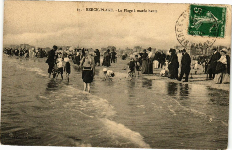 Carte postale ancienne Berck-Plage - La Plage a maree haute à Berck