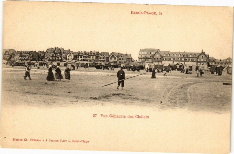 Carte postale ancienne Berck-Plage - Vue générale des chalets à Berck