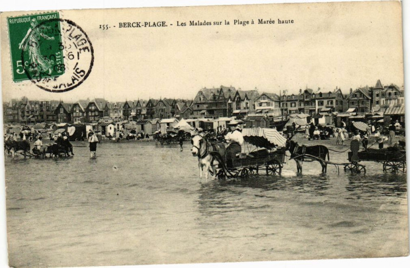 Carte postale ancienne Berck-Plage - Les malades sur la plage à Berck