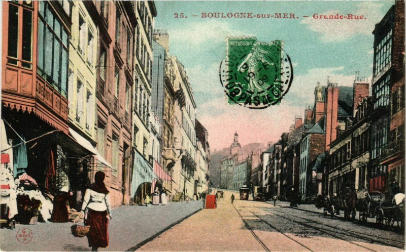 Carte postale ancienne Boulogne-sur-Mer - Grande Rue à Boulogne-sur-Mer