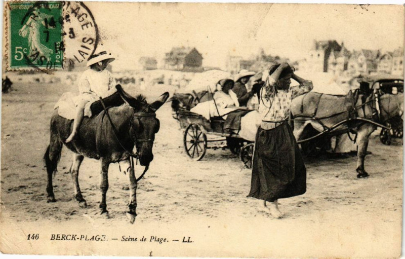 Carte postale ancienne Berck-Plage - Scéne de la Plage à Berck