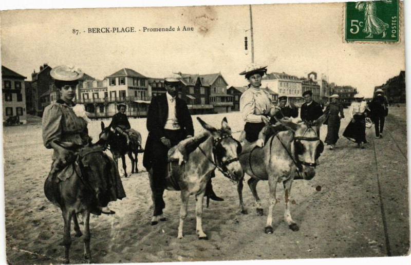 Carte postale ancienne Berck-Plage - Promenade a Ane à Berck