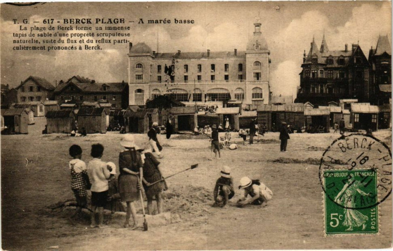 Carte postale ancienne Berck-Plage - A marée basse à Berck