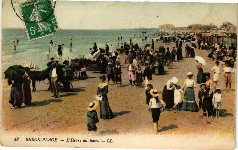 Carte postale ancienne Berck-Plage - L'Heure du Bain à Berck