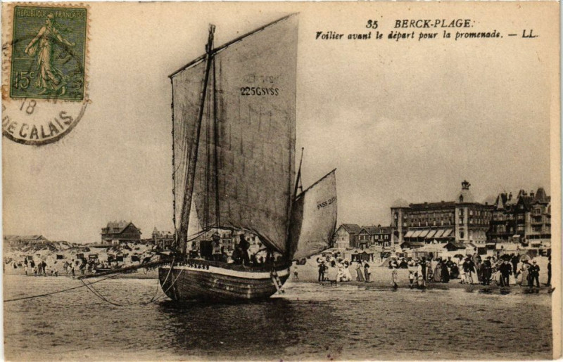 Carte postale ancienne Berck-Plage - Foiler avant le depart pour la promenade à Berck