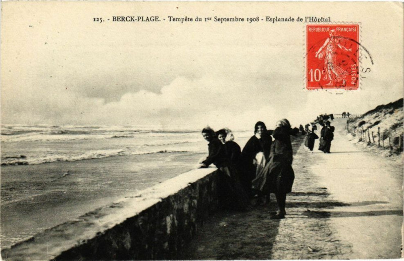 Carte postale ancienne Berck-Plage - Tempete de ist septembre 1908 à Berck
