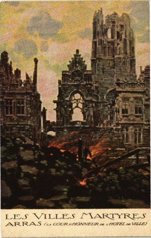 Carte postale ancienne Arras - Les villes martyres à Arras