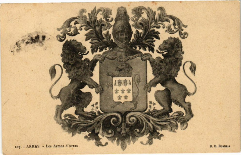 Carte postale ancienne Arras - Les armes d'Arras à Arras