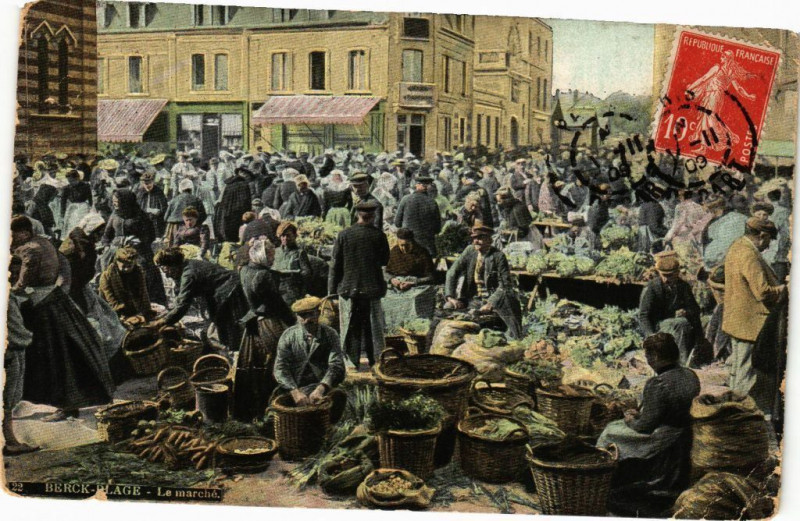 Carte postale ancienne Berck-Plage - Le Marché à Berck
