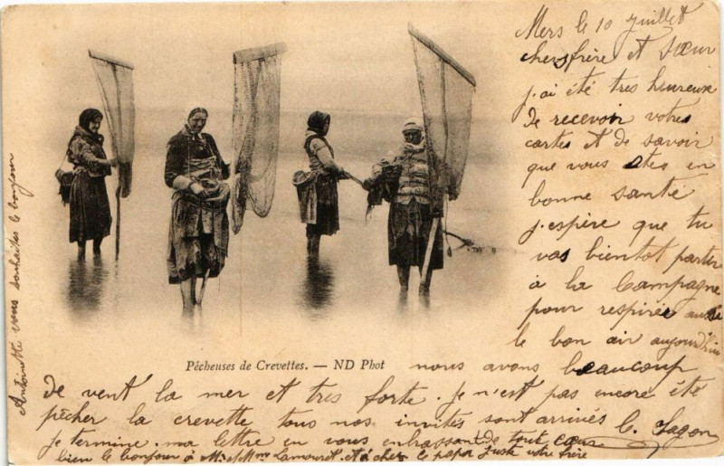Carte postale ancienne Pecheuses de crevettes