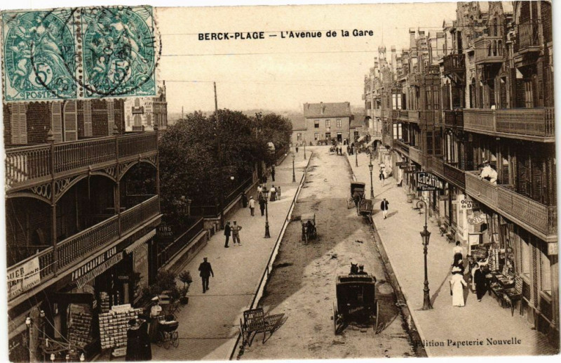 Carte postale ancienne Berck-Plage - L'Avenue de la Gare à Berck