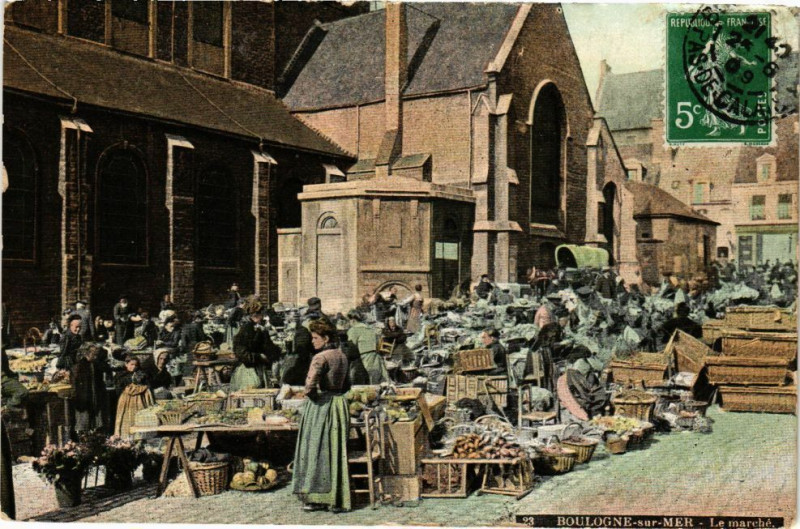 Carte postale ancienne Boulogne-sur-Mer - Le Marché à Boulogne-sur-Mer