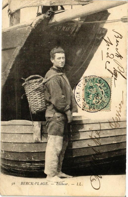 Carte postale ancienne Berck-Plage - Pécheur à Berck